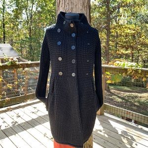French Connection Black Double-Breasted Coat